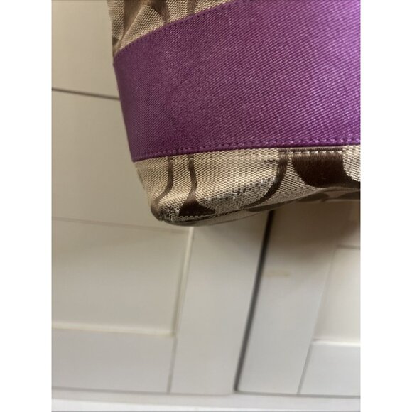 Project Bag-Coach Signature Stripe Tote Plum And Tan Bag #19046 - Picture 8 of 16